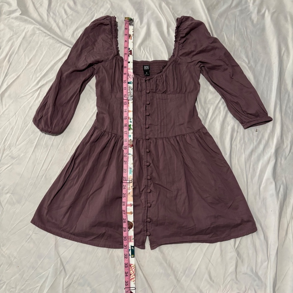 BDG Urban Outfitters Button-Down Puff Sleeve Dress - Mauve - S - Picture 8 of 9
